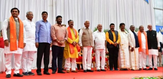 CM Yediyurappa's cabinet with rebel who joined BJP