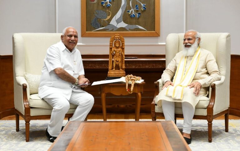 CM BSY met PM Narendra Modi in Delhi on July 16, 2021