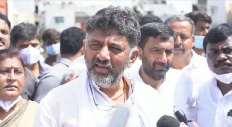 DK Shivakumar talking to media in Bengaluru