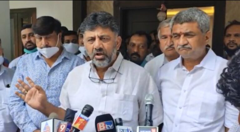 DK Shvakumar talking to media