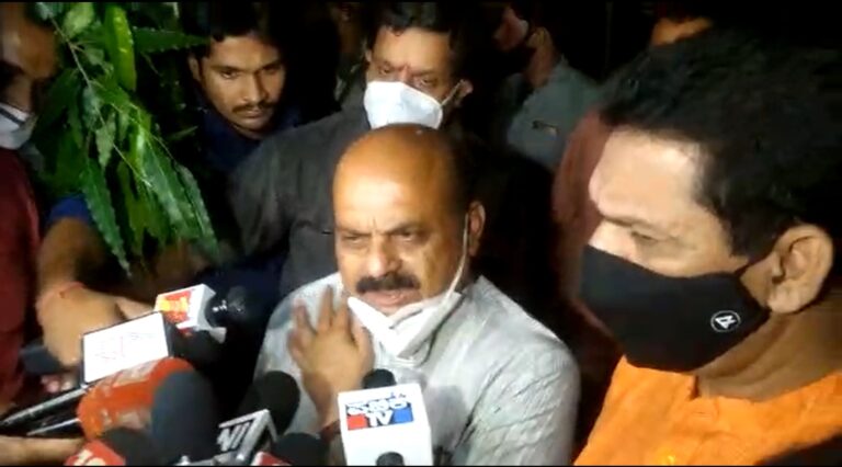 Bommai taking to media at Delhi on August 2