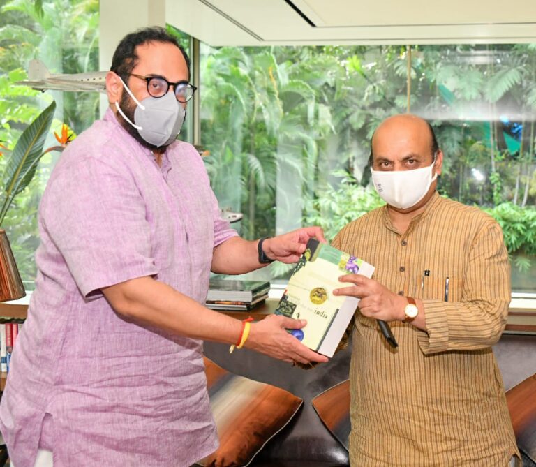 ಬೊಮ್ಮಾಯಿ - ರಾಜೀವ್ ಚಂದ್ರಶೇಖರ್ ಭೇಟಿ 10 Karnataka Chief Minister Basavaraj Bommai meets Union Minister Rajeev Chandrasekhar
