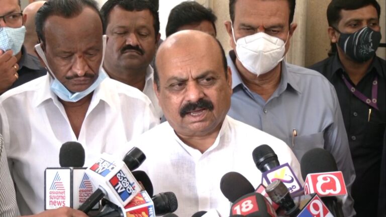 Bommai talking to media after cabinet meeting in Bengaluru