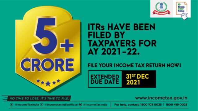 Income tax returns filing for FY21 crosses 5 cr: I-T dept