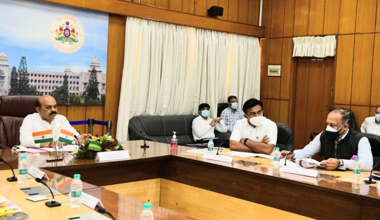 Karnataacka CM Basavaraj Bommai Holding meeting with Health Minister Dr K Sudhakar