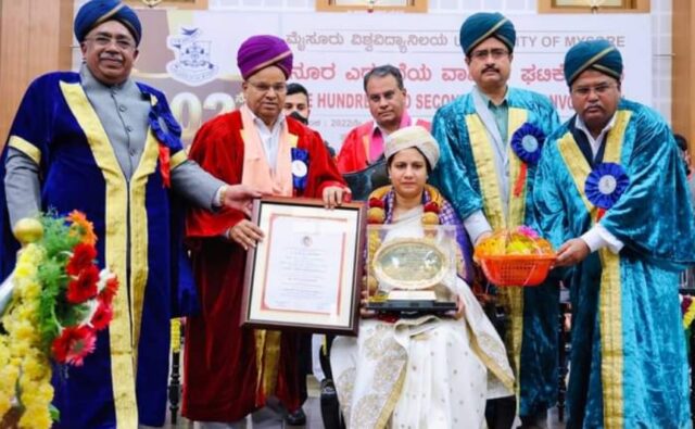 Late Actor Puneeth Rajkumar’s Wife Ashwini Receives His Honorary Doctorate from Mysuru University