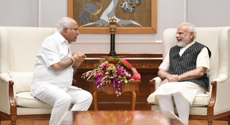 Yediyurappa met Prime Minister Narendra Modi on Friday and held discussions on the political situation in the state and its preparations for the 2023 assembly polls.