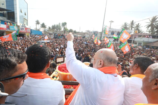 Union Home Minister Amit Shah Road Show in Sakaleshpur: Campaign for Cement Manju