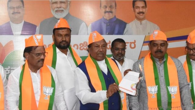 BJP leader KS Eshwarappa Burns Congress’ Manifesto For Promising To Ban Bajrang Dal