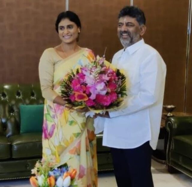 Andhra Pradesh Chief Minister Jagan Mohan Reddy's sister Sharmila met Karnataka DCM DK Shivakumar in Bengaluru