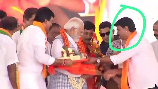 Channapatna: Karnataka Congress Criticizes Prime Minister Narendra Modi honored by a rowdy sheeter