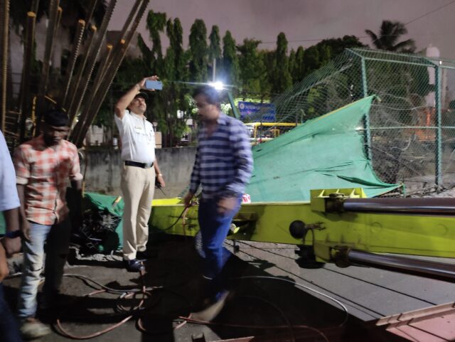 Crane collapsed during metro work in Bangalore