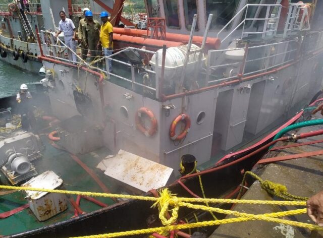 Fire mishap in tug boat at naval base in Karwar