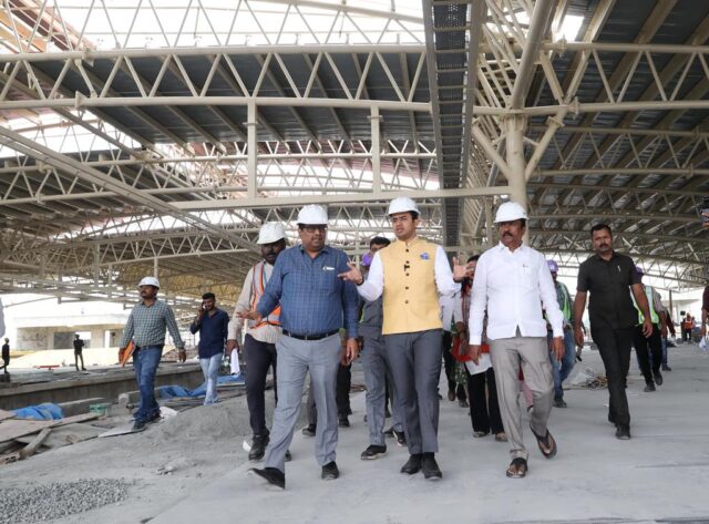 Namma Metro | Bengaluru South MP Tejasvi Surya inspects yellow line and directs completion of work soon Namma Metro | Bengaluru South MP Tejasvi Surya inspects yellow line and directs completion of work soon