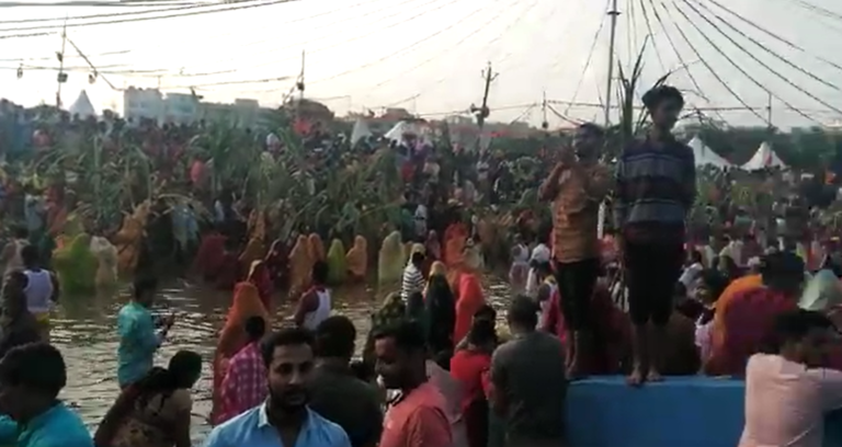 BBMP | Chhath Puja arrangements near Halasuru Lake