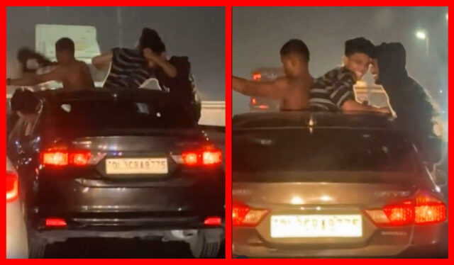 Video Viral | In Bengaluru, boys are crazy to dance on the car roof in the middle of the road: Video Viral