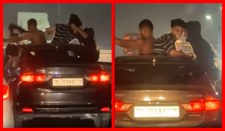 Video Viral | In Bengaluru, boys are crazy to dance on the car roof in the middle of the road: Video Viral