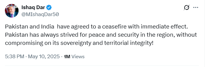 India-Pakistan Ceasefire | ಪಾಕಿಸ್ತಾನದ ಶಾಂತಿ ಬದ್ಧತೆ: ಉದ್ವಿಗ್ನ ಬಿಕ್ಕಟ್ಟಿನ ನಂತರ ಭಾರತದೊಂದಿಗೆ ಕದನ ವಿರಾಮ ಘೋಷಣೆ! 1 Ceasefire Announced: Pakistan's Dedication to Peace with India After Tensions!