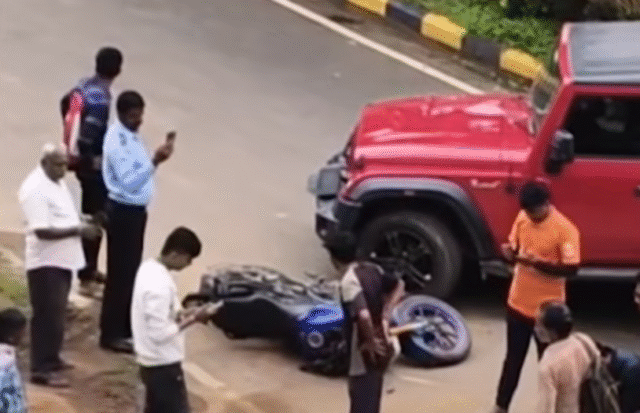 Kannada Actor Rakshak bike and Thar accident