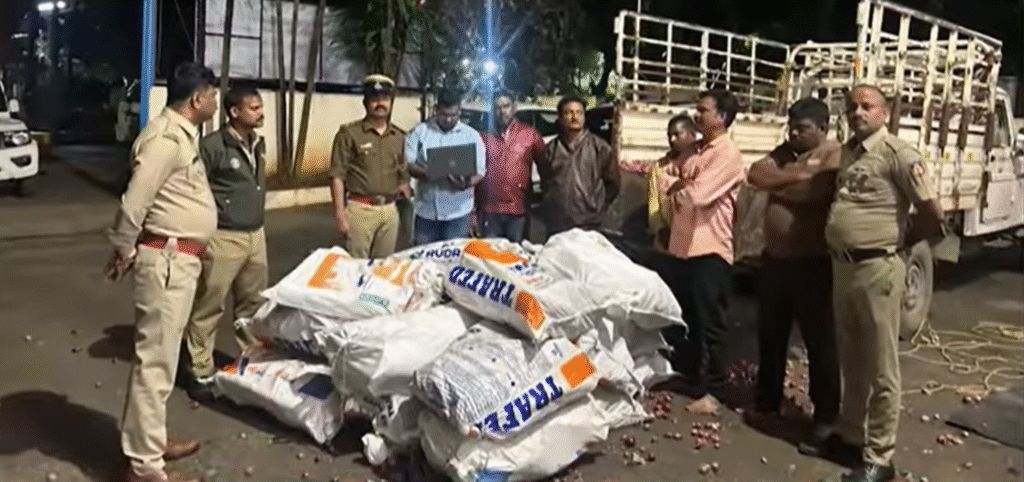 Sandalwood smuggling in 'Pushpa' style exposed: 750 kg of sandalwood found under onion sack, four arrested