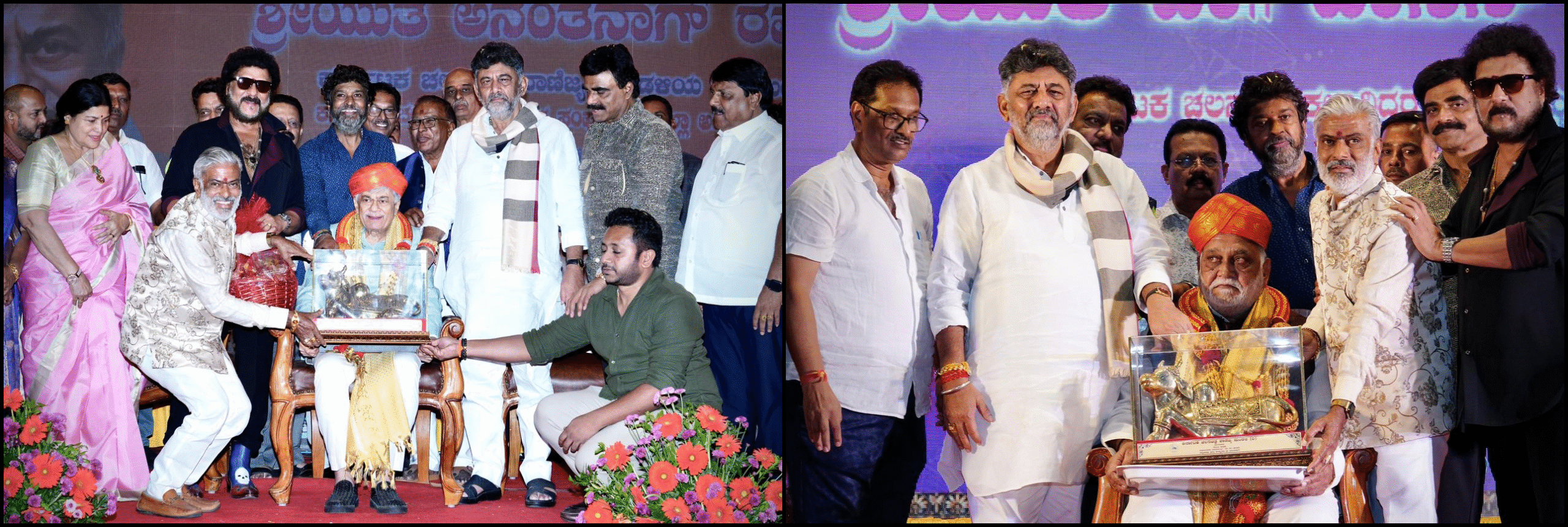 Government committed to the growth of the film industry: ಚಿತ್ರರಂಗದ ಬೆಳವಣಿಗೆಗೆ ಸರ್ಕಾರ ಬದ್ಧ — ಅಗತ್ಯ ನೆರವು ನೀಡಲು ಕ್ರಮ: ಉಪಮುಖ್ಯಮಂತ್ರಿ ಡಿ.ಕೆ. ಶಿವಕುಮಾರ್ 1 Karnataka Film Artistes’ Association honoured Padma Bhushan awardee actor Anant Nag and Padma Shri recipient stunt director Hassan Raghu.