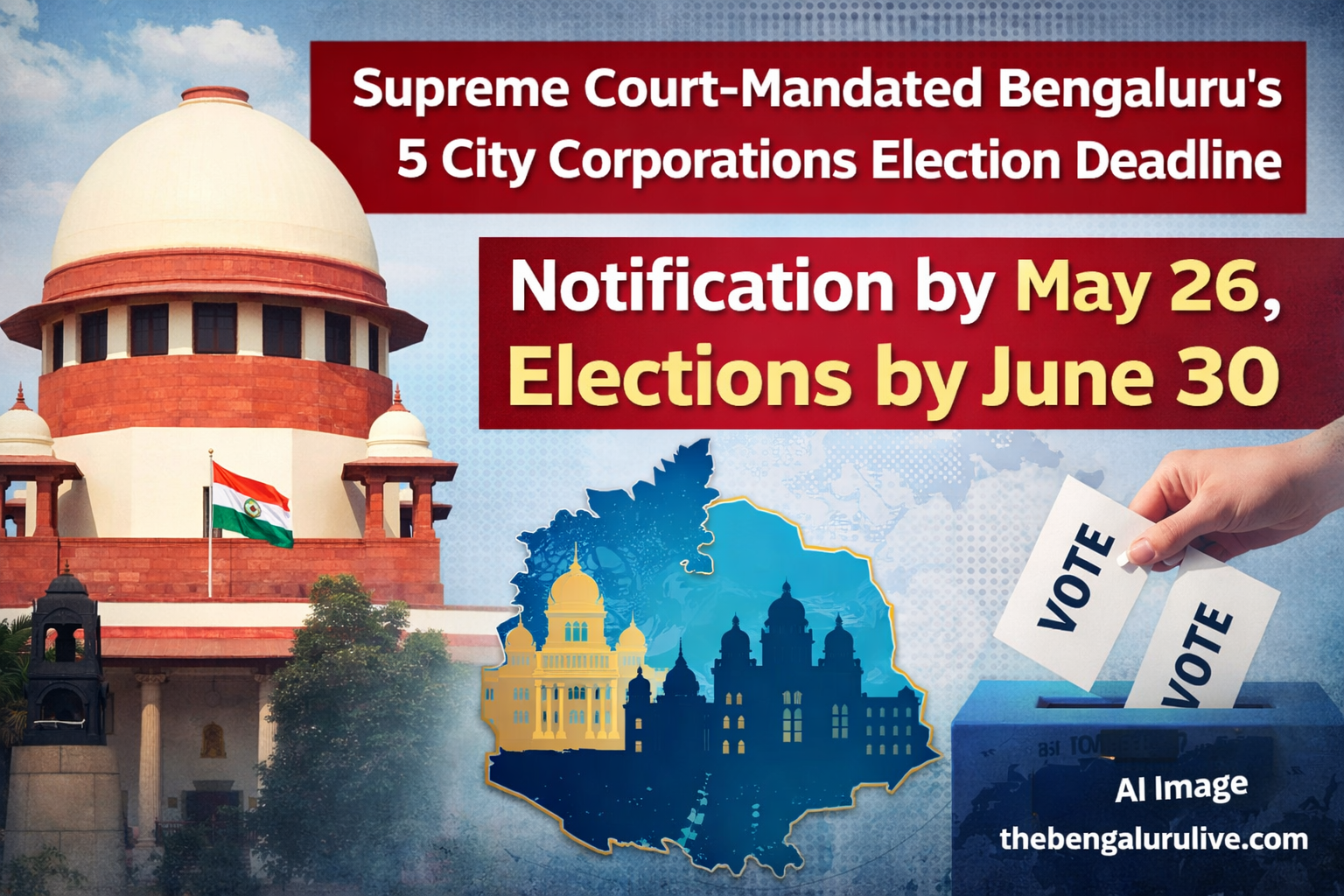 Elections to five urban corporations of GBA: Notification by May 26, Supreme Court directs to complete by June 30
