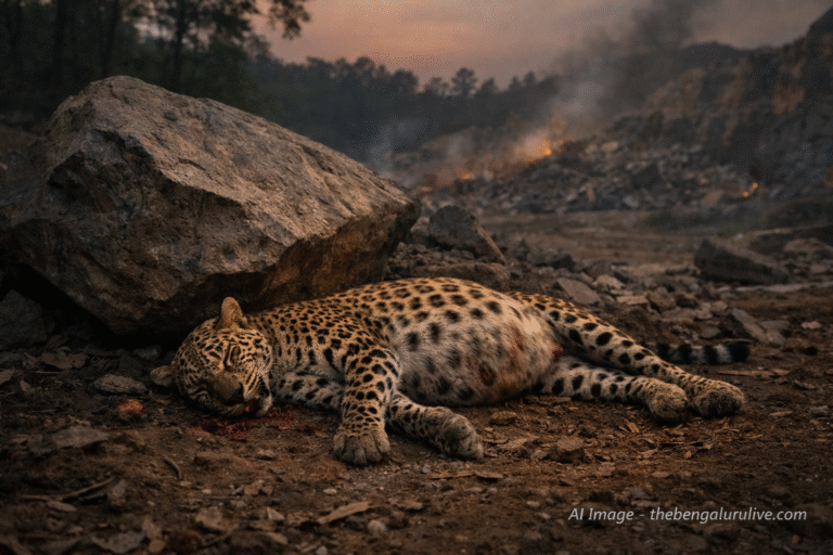 Pregnant leopard dies in Basavanatar forest; Quarry blast suspected, FIR filed