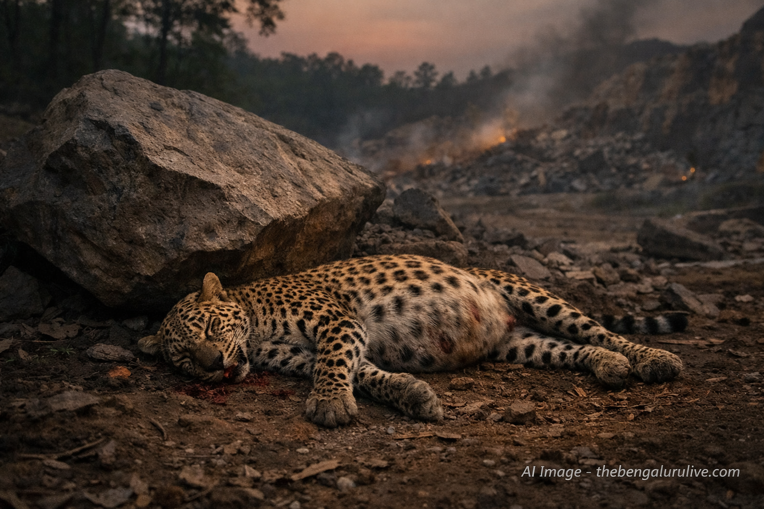 Pregnant leopard dies in Basavanatar forest; Quarry blast suspected, FIR filed