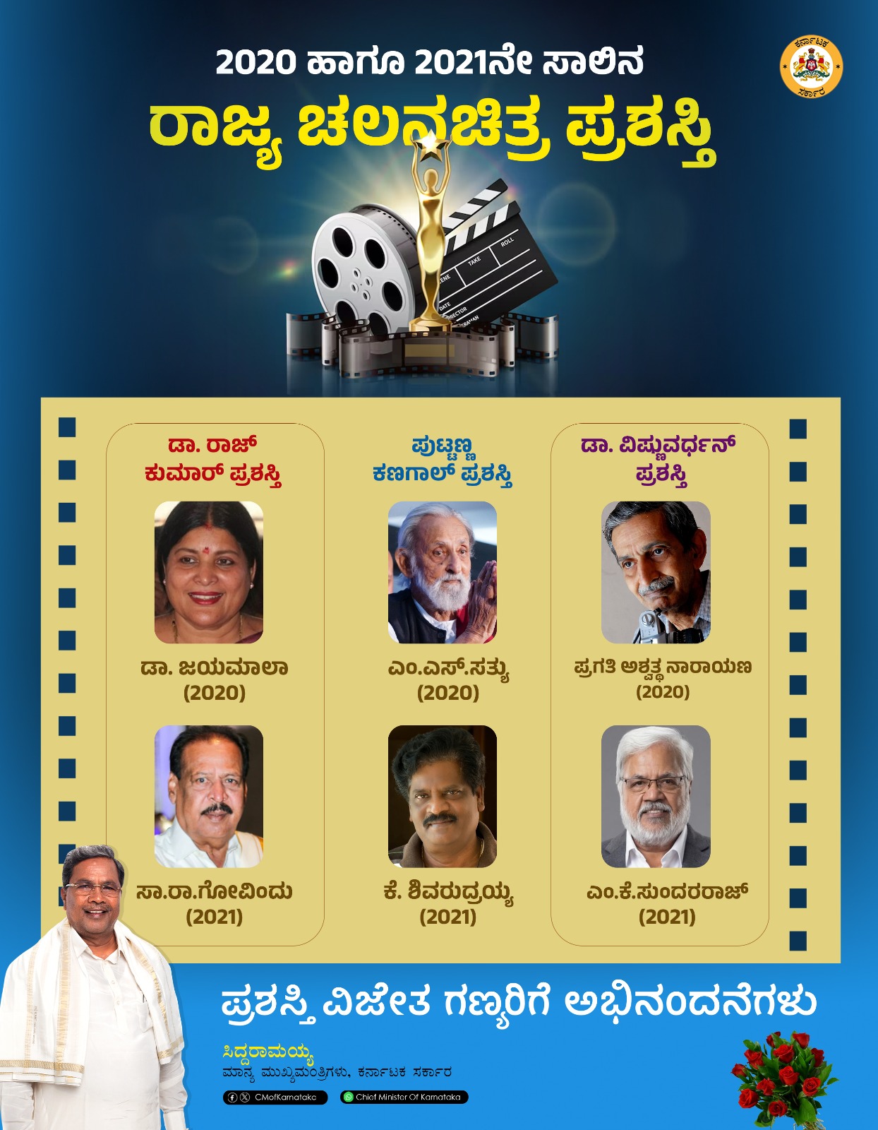 State Film Awards announced: Tributes to veterans including Jayamala, Sara Govindu, M.S. Satyu