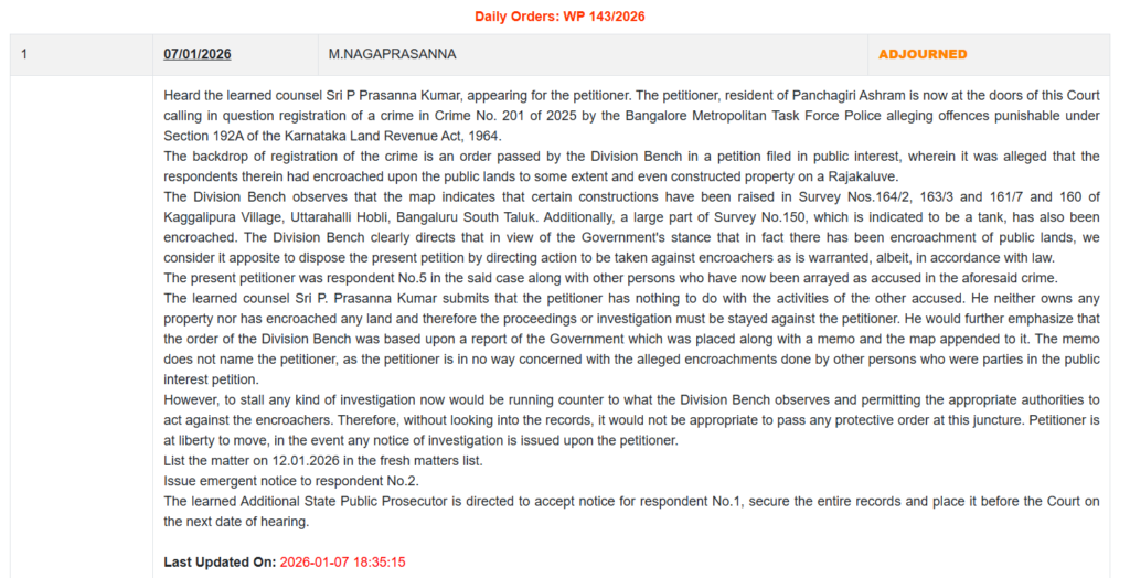 Panchgiri Ashram resident only, not land owner: Sri Sri Ravi Shankar argues in High Court