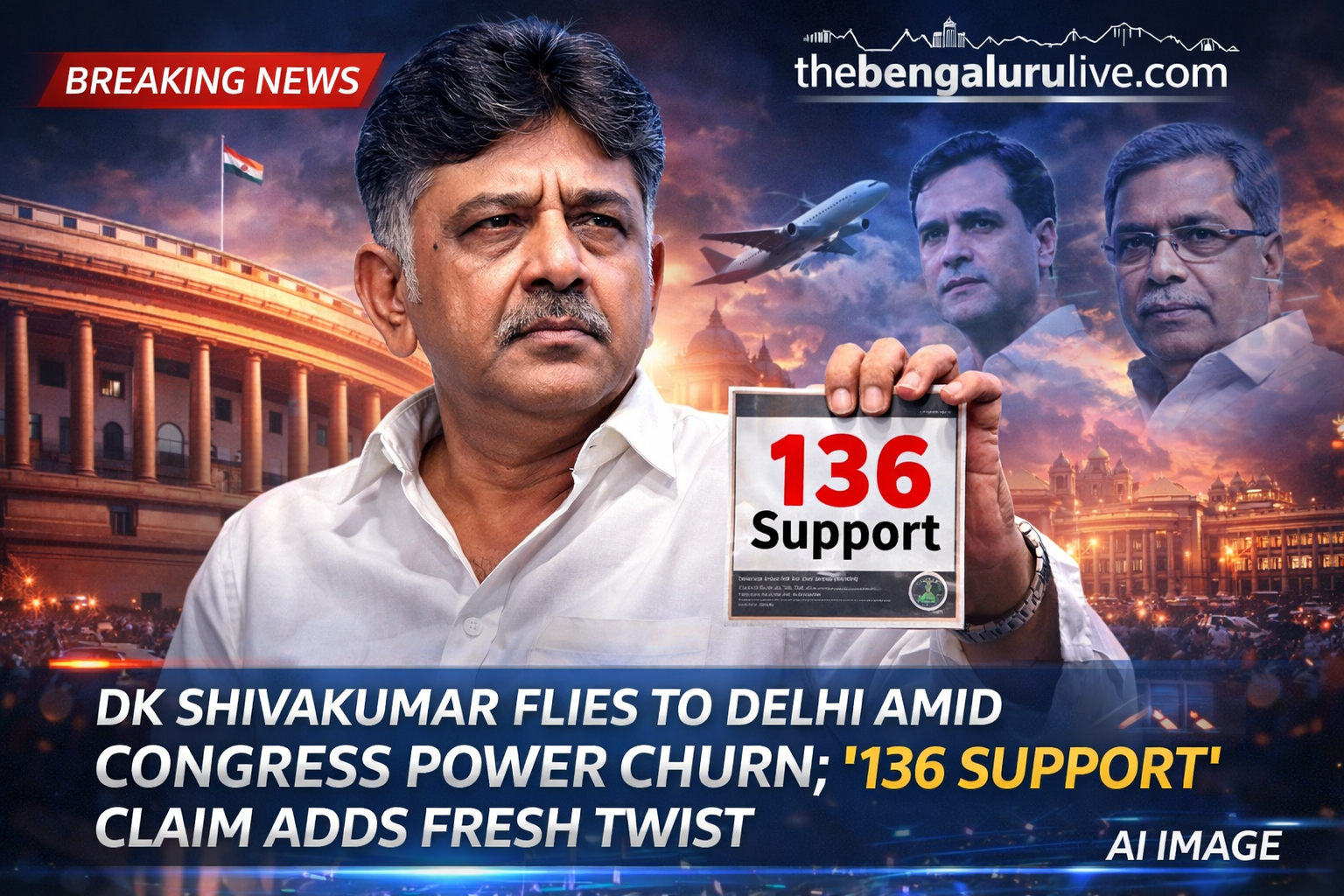 DK Shivakumar to Delhi, '136 support' remarks give new twist to Congress chair politics