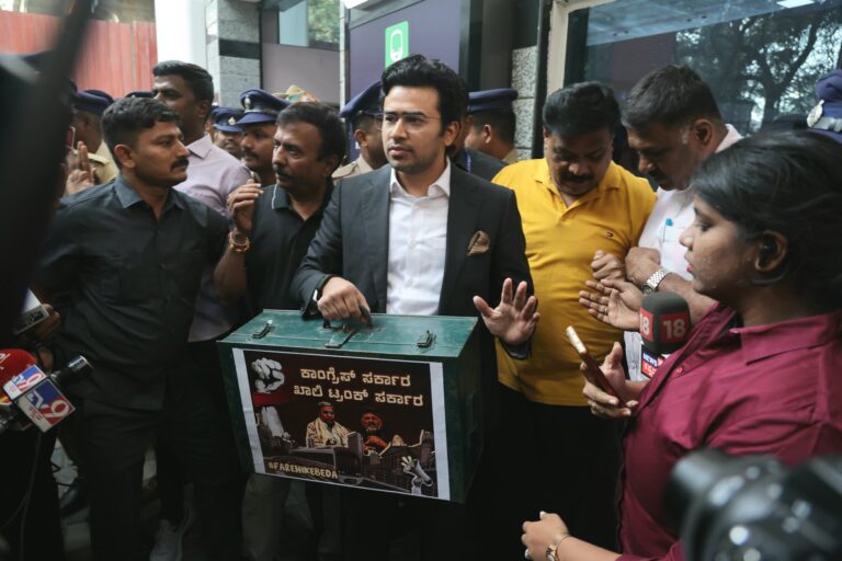 'Empty trunk, empty treasury': Tejaswi Surya protests against metro fare hike, temporarily arrested