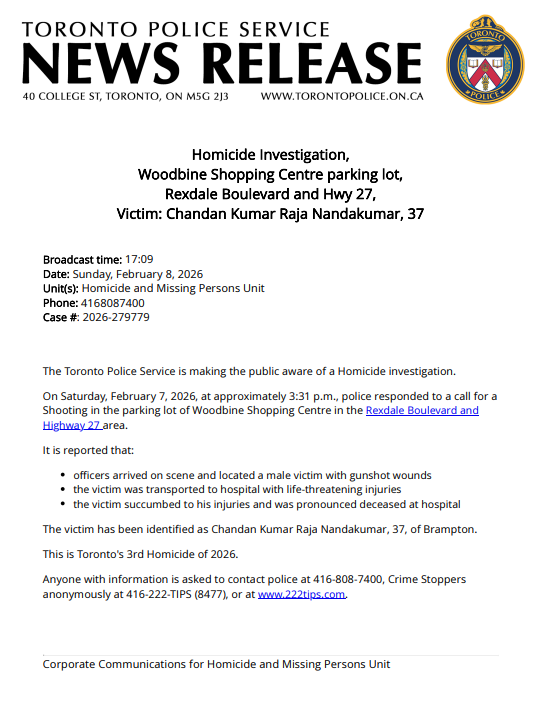 Kannadiga killed in Canada: Toronto police confirm, Chandan Kumar shot dead