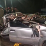 Fatal accident on Nelamangala Highway at midnight: Car jumps divider and hits KSRTC bus, 5 youths die