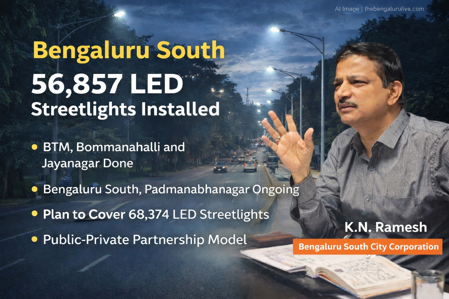 Installation of 56,857 LED street lights in Bengaluru South Municipal Corporation