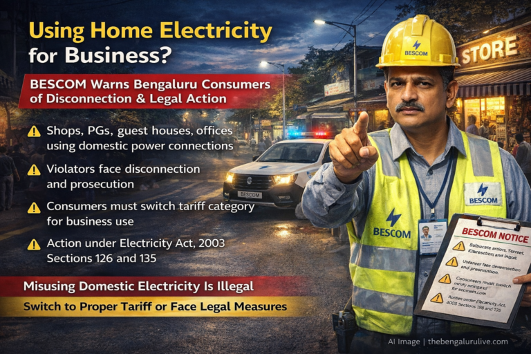 Are you running a shop or PG with your home's electricity connection? BESCOM warns of strict action