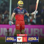 RCB chased down the 201-run target in 15.4 overs, registering a huge win in the opening match of the IPL