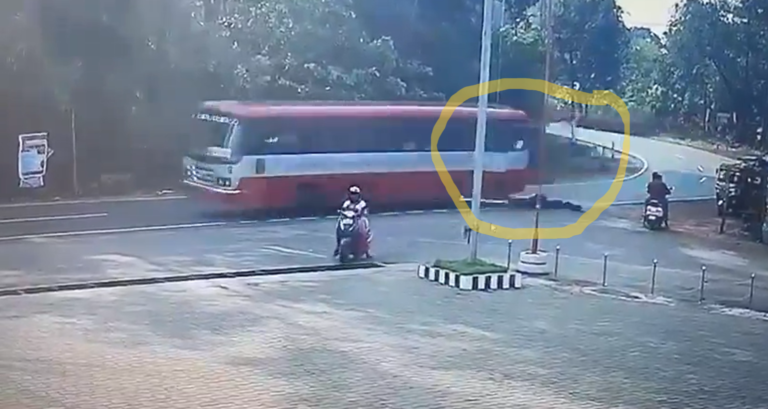 Schoolgirls fall from moving bus; Horrific scene captured on CCTV