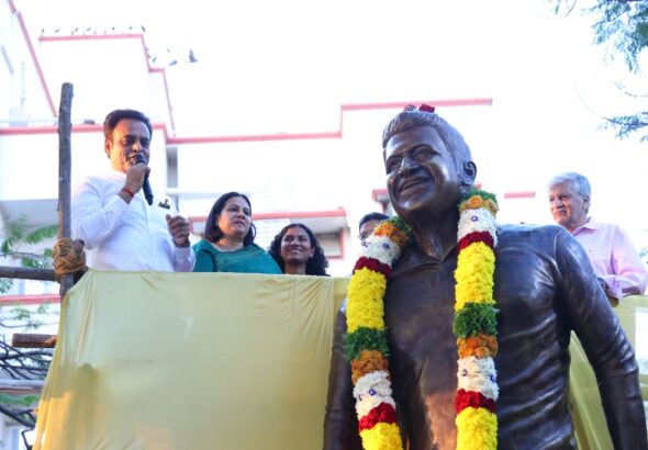 Puneeth Rajkumar's statue inaugurated in front of Sanke Tank in Sadashivanagar
