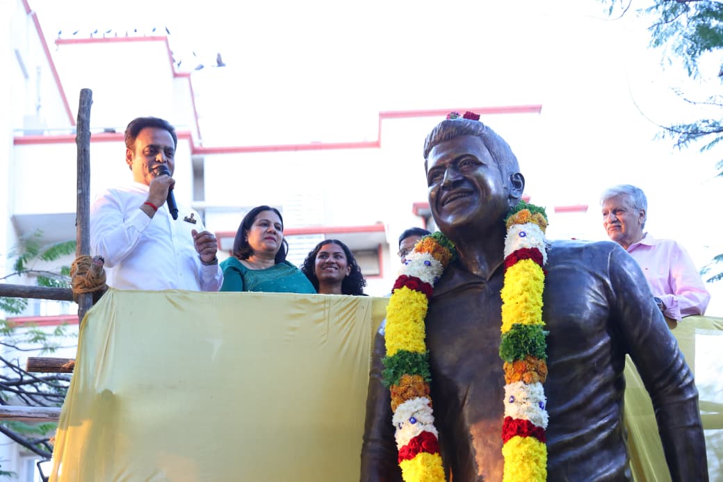 Puneeth Rajkumar's statue inaugurated in front of Sanke Tank in Sadashivanagar