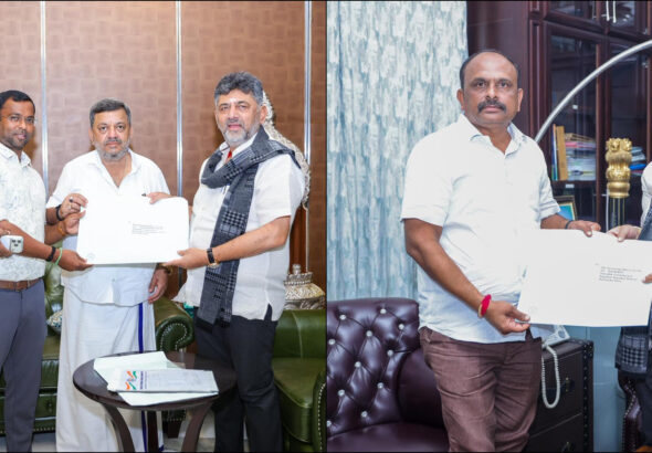 Group of people exchanging documents