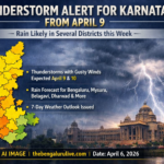 ಏಪ್ರಿಲ್ 9ರಿಂದ ಕರ್ನಾಟಕದಲ್ಲಿ ಗುಡುಗು-ಮಿಂಚಿನ ಮಳೆ ಸಾಧ್ಯತೆ; ಹಲವು ಜಿಲ್ಲೆಗಳಲ್ಲಿ ಮಳೆಯ ಮುನ್ಸೂಚನೆ