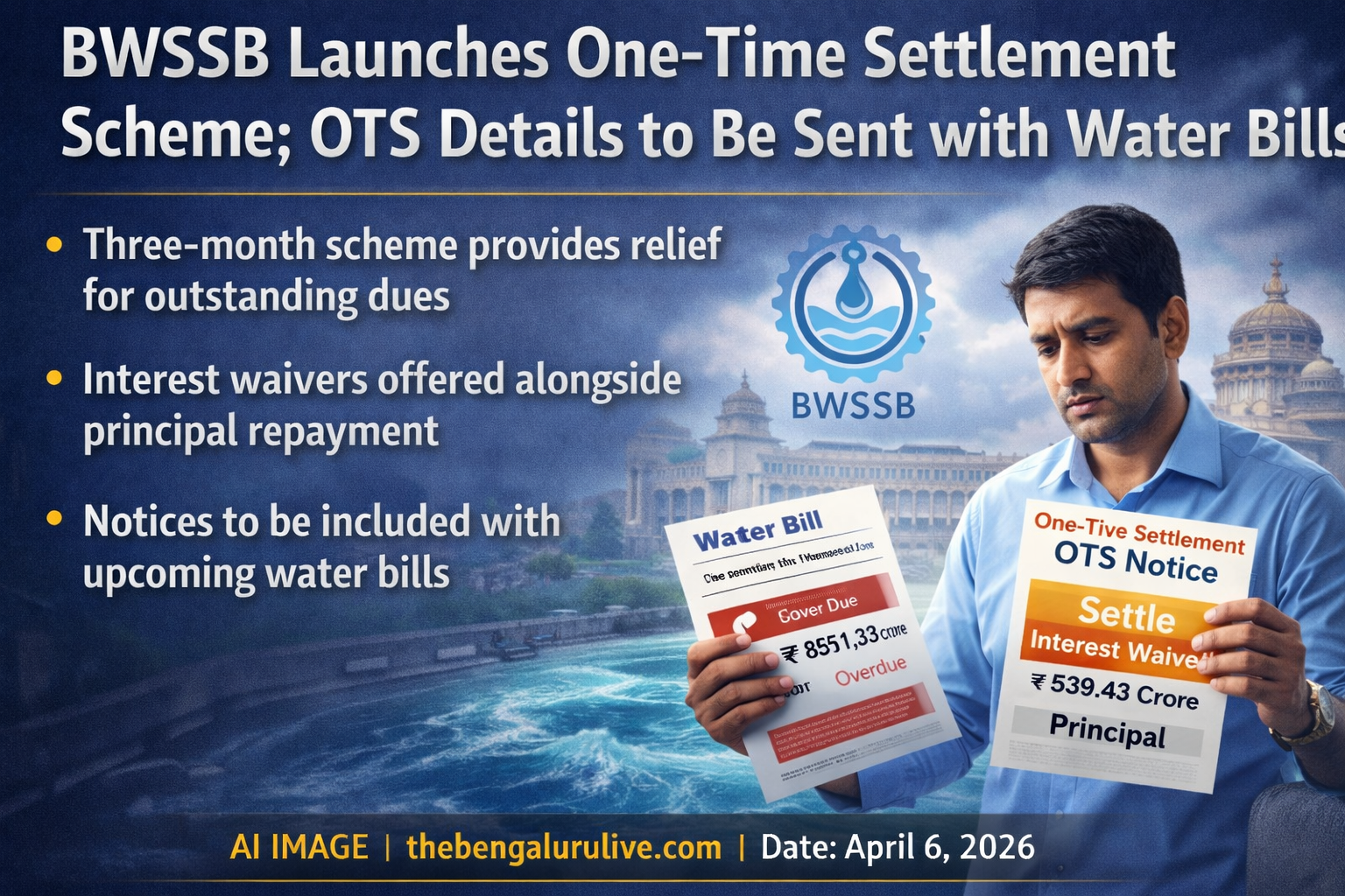 BWSSBಯಿಂದ ಒನ್ ಟೈಮ್ ಸೆಟ್ಲ್ಮೆಂಟ್ (OTS) ಯೋಜನೆ ಜಾರಿ; ನೀರಿನ ಬಿಲ್ ಜೊತೆಗೆ ನೋಟಿಸ್ ವಿತರಣೆ