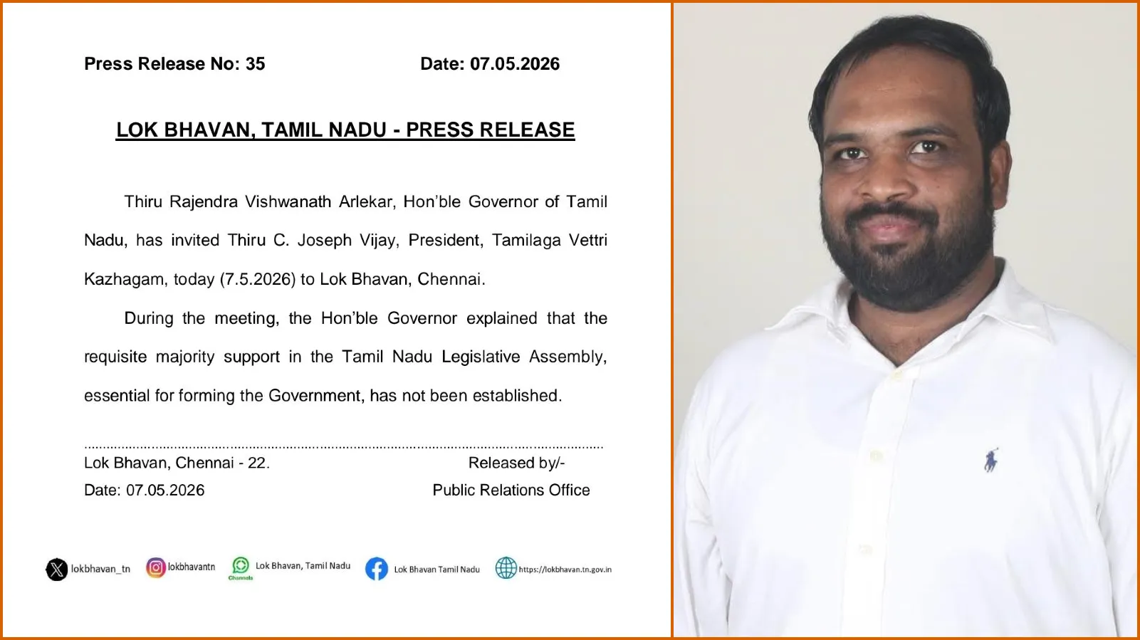 ತಮಿಳುನಾಡು ರಾಜ್ಯಪಾಲರ ನಿರ್ಧಾರ ಪ್ರಶ್ನಿಸಿದ ಕಾಂಗ್ರೆಸ್ ನಾಯಕ; 2018ರ ಕರ್ನಾಟಕ ರಾಜಕೀಯ ಬೆಳವಣಿಗೆಯೊಂದಿಗೆ ಹೋಲಿಕೆ