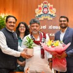 ಗೋದ್ರೇಜ್ ಇಂಡಸ್ಟ್ರೀಸ್ ಸಮೂಹ ಅಧ್ಯಕ್ಷ ರಾಕೇಶ್ ಸ್ವಾಮಿ, ಗೋದ್ರೇಜ್ ಪ್ರಾಪರ್ಟೀಸ್ ಸಿಇಒ ಅಶ್ವಿನಿ ಪ್ರಸಾದ್ ಕಲಪಲ ಮುಖ್ಯಮಂತ್ರಿ ಡಿ.ಕೆ. ಶಿವಕುಮಾರ್ ಭೇಟಿ