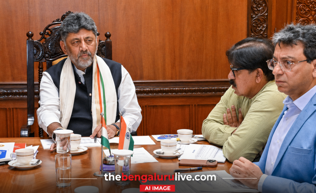ಕೇಂದ್ರ ಹಣಕಾಸು ಸಚಿವೆ ನಿರ್ಮಲಾ ಸೀತಾರಾಮನ್ ಅವರ ಮಾಜಿ ಖಾಸಗಿ ಕಾರ್ಯದರ್ಶಿ ನಕುಲ್ ಎಸ್.ಎಸ್. ಮುಖ್ಯಮಂತ್ರಿ ಡಿ.ಕೆ. ಶಿವಕುಮಾರ್ ಅವರ ಕಾರ್ಯದರ್ಶಿಯಾಗಿ ನೇಮಕ; ರಾಜೇಂದ್ರ ಚೋಳನ್ ಪ್ರಮುಖ ಜವಾಬ್ದಾರಿಗಳಲ್ಲಿ ಮುಂದುವರಿಕೆ 2 ಬೆಂಗಳೂರಿನ ವಿಧಾನಸೌಧದಲ್ಲಿ ಮುಖ್ಯಮಂತ್ರಿಗಳ ಹೆಚ್ಚುವರಿ ಮುಖ್ಯ ಕಾರ್ಯದರ್ಶಿ ತುಷಾರ್ ಗಿರಿ ನಾಥ್ ಮತ್ತು ಮುಖ್ಯಮಂತ್ರಿಗಳ ಹಣಕಾಸು ಸಲಹೆಗಾರ ಎಲ್.ಕೆ. ಅತೀಕ್ ಅವರೊಂದಿಗೆ ನಡೆದ ಅಧಿಕೃತ ಸಭೆಯಲ್ಲಿ ಮುಖ್ಯಮಂತ್ರಿ ಡಿ.ಕೆ. ಶಿವಕುಮಾರ್ (ಎಡ).