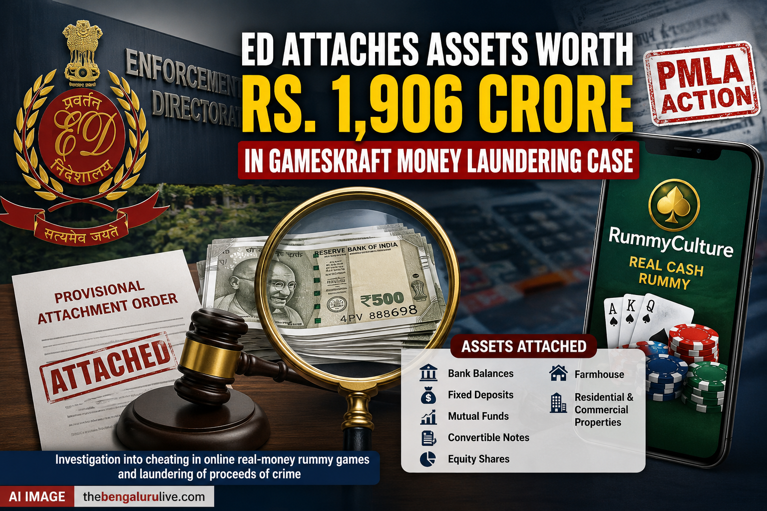 ಗೇಮ್ಸ್‌ಕ್ರಾಫ್ಟ್ ಹಣ ಅಕ್ರಮ ವರ್ಗಾವಣೆ ಪ್ರಕರಣ: ₹1,906 ಕೋಟಿ ಮೌಲ್ಯದ ಆಸ್ತಿಗಳನ್ನು ಜಪ್ತಿ ಮಾಡಿದ ಇಡಿ