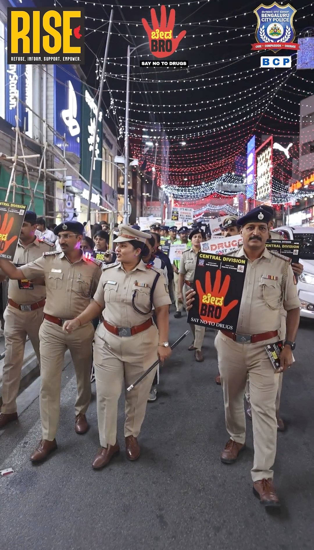 ‘ಬೇಡ ಬ್ರೋ’ ಅಭಿಯಾನಕ್ಕೆ ಎಂ.ಜಿ. ರಸ್ತೆ–ಚರ್ಚ್ ಸ್ಟ್ರೀಟ್ ಸಾಕ್ಷಿ; ಮಾದಕ ವಸ್ತು ವಿರೋಧಿ ಜಾಗೃತಿ ಮೂಡಿಸಿದ ಬೆಂಗಳೂರು ನಗರ ಪೊಲೀಸ್
