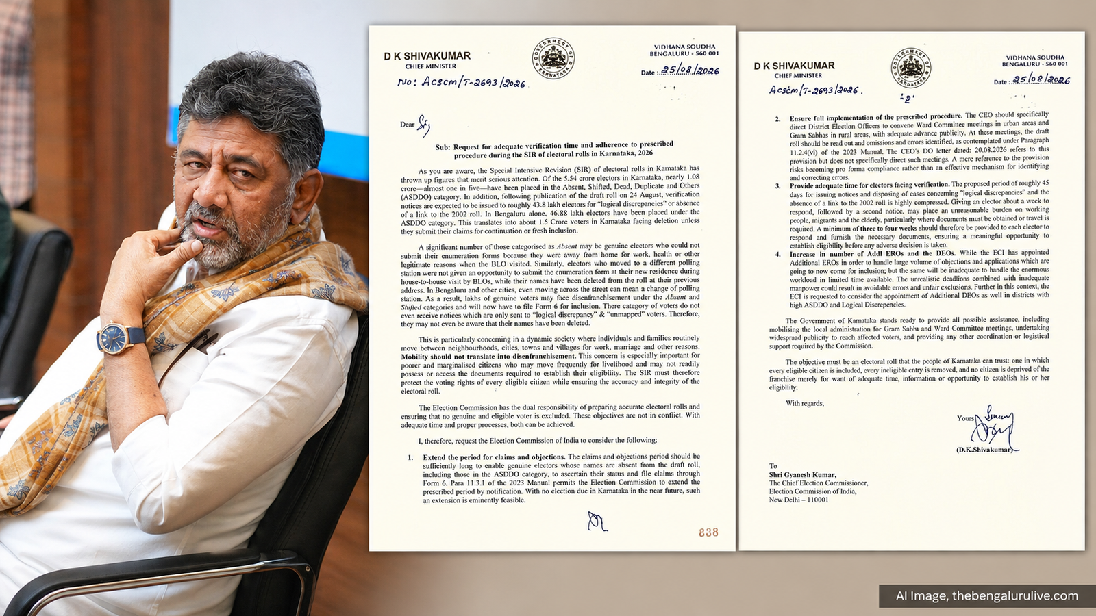 ಕರ್ನಾಟಕ SIR: 1.08 ಕೋಟಿ ASDDO ಮತದಾರರ ಕುರಿತು ಡಿ.ಕೆ. ಶಿವಕುಮಾರ್ ಕಳವಳ; ಹಕ್ಕು ಮತ್ತು ಆಕ್ಷೇಪಣೆಗಳಿಗೆ ಹೆಚ್ಚಿನ ಕಾಲಾವಕಾಶ ಕೋರಿಕೆ
