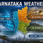 ಕರ್ನಾಟಕ ಹವಾಮಾನ: ಕರಾವಳಿಯಲ್ಲಿ ವಾರವಿಡೀ ಮಳೆ, ಉತ್ತರ ಒಳನಾಡಿನಲ್ಲಿ ಗಂಟೆಗೆ 40–50 ಕಿ.ಮೀ. ಗಾಳಿ